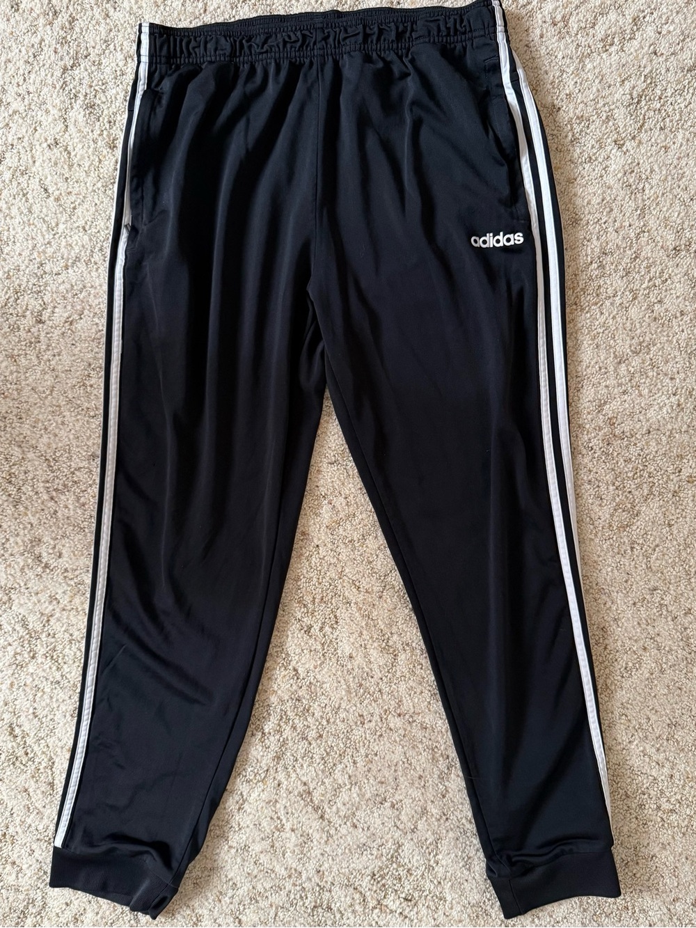 adidas Black Joggers with White Side Stripes